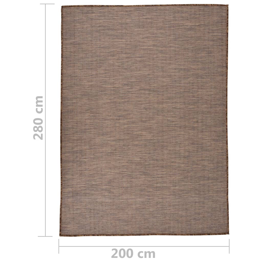 vidaXL Vanjski tepih ravnog tkanja 200 x 280 cm smeđi