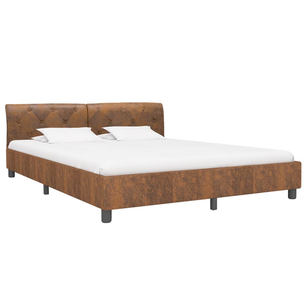 vidaXL Okvir za krevet od umjetne brušene kože smeđi 160 x 200 cm