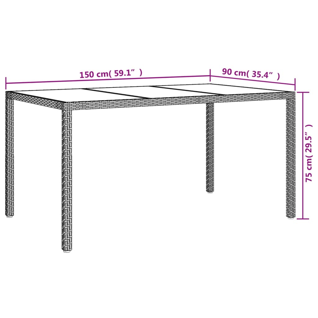 vidaXL Vrtni stol 150x90x75 cm od kaljenog stakla i poliratana bijeli