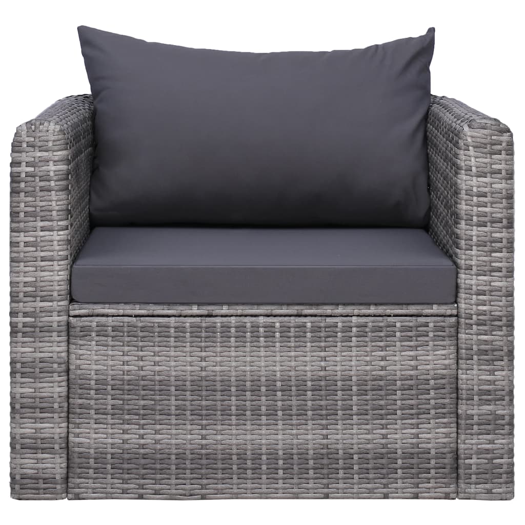 vidaXL Vrtna stolica od poliratana s jastukom i jastučićem siva