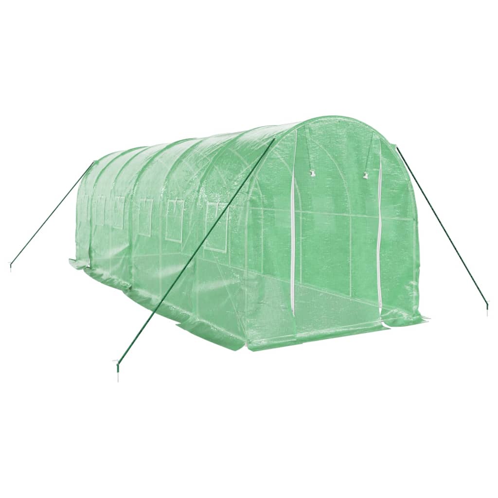 vidaXL Staklenik s čeličnim okvirom zeleni 12 m² 6 x 2 x 2 m