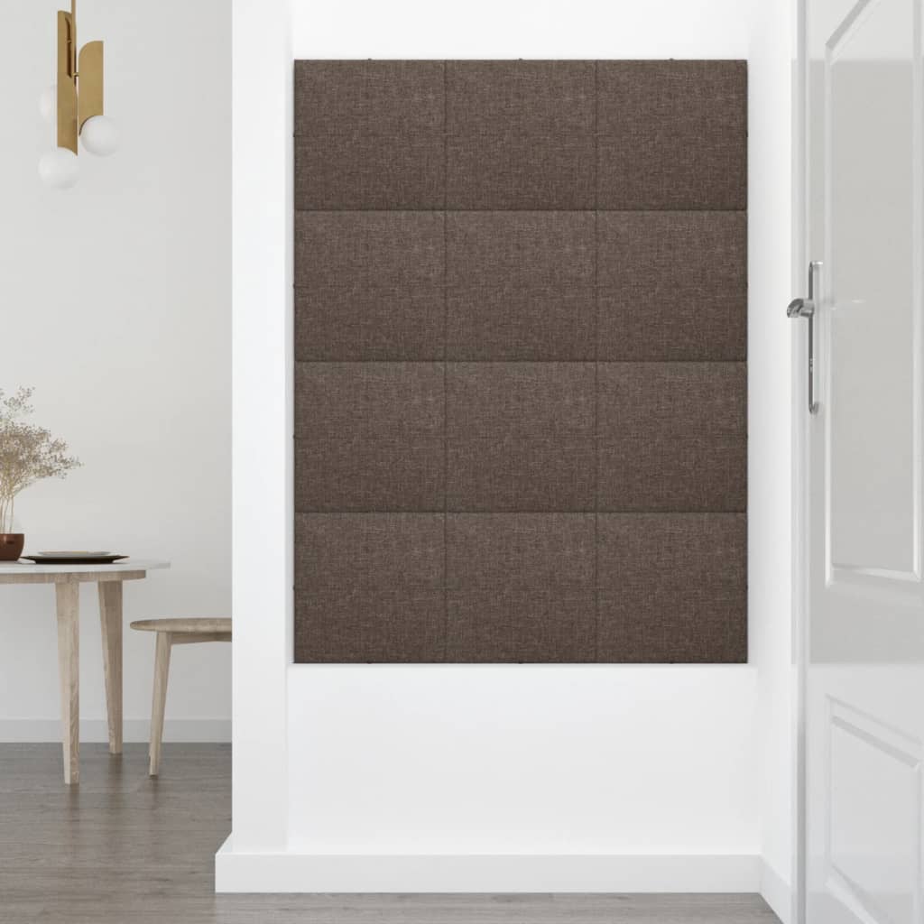 vidaXL Zidne ploče od tkanine 12 kom smeđesive 30 x 30 cm 1,08 m²