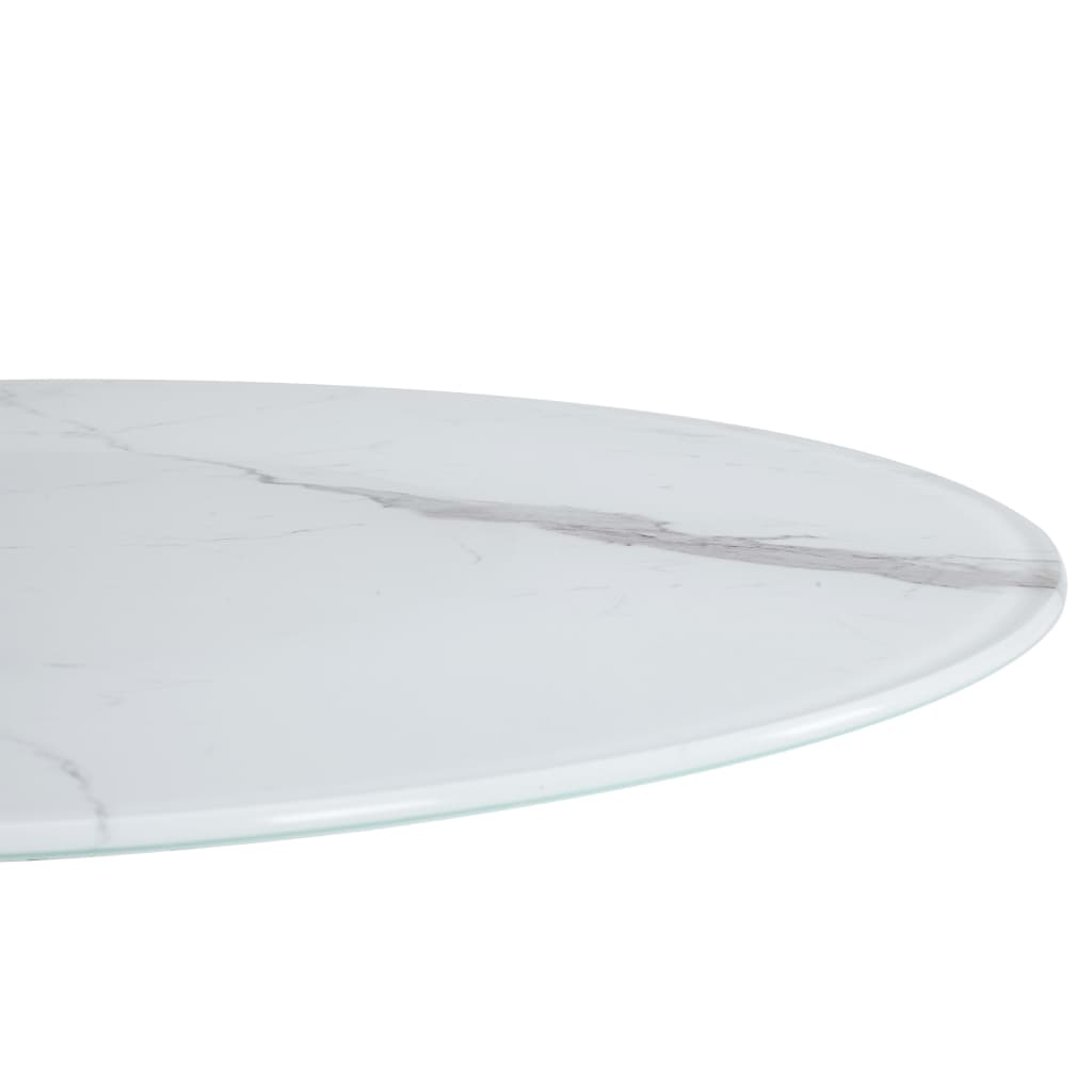 vidaXL Stolna ploča bijela Ø 80 cm staklena s mramornom teksturom