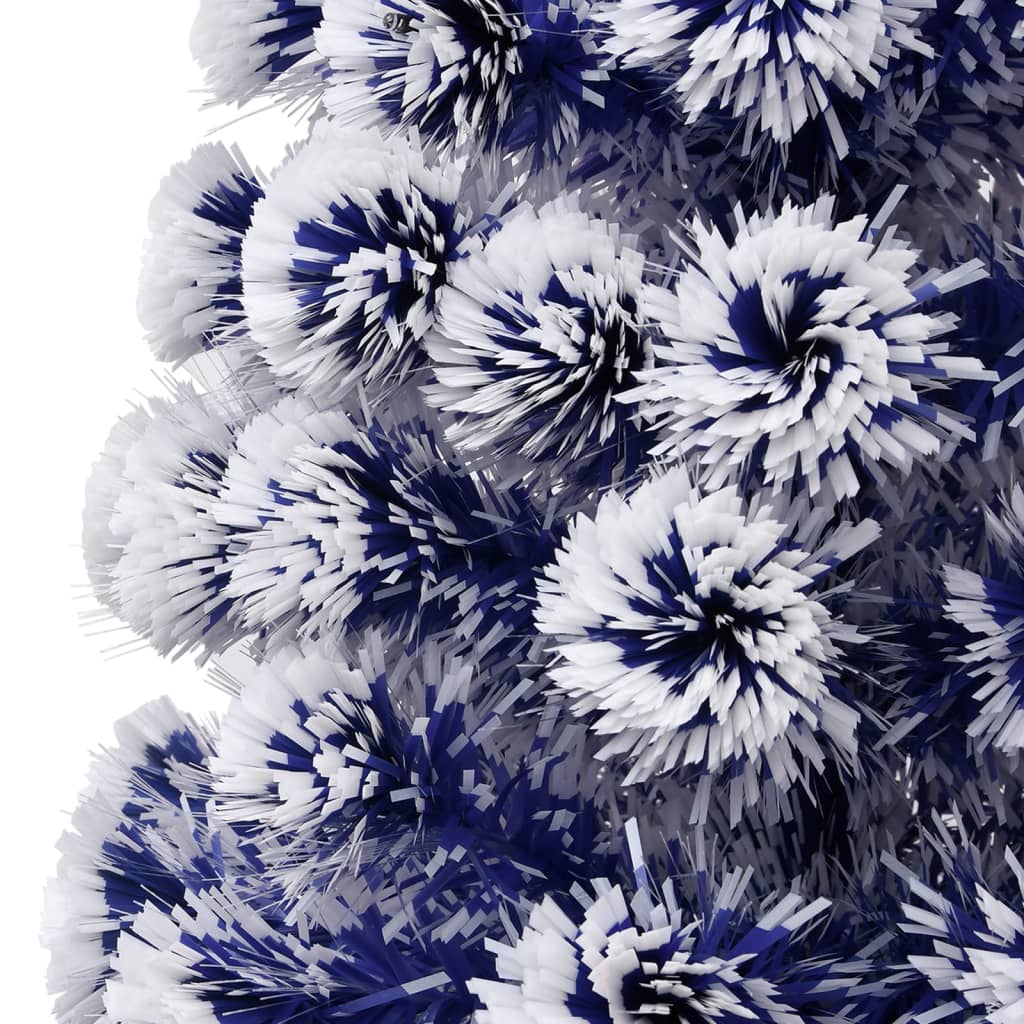 vidaXL Umjetno božićno drvce bijelo-plavo 210 cm optička vlakna