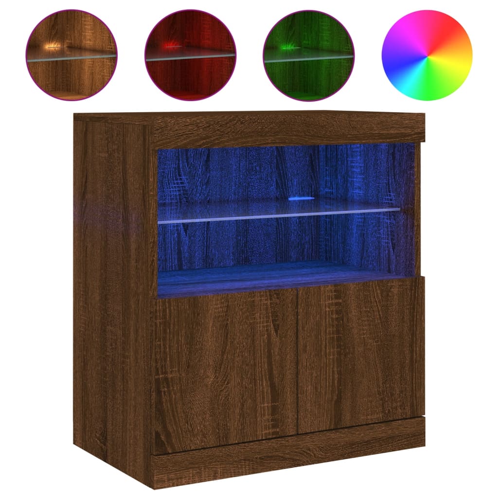 vidaXL Komoda s LED svjetlima smeđa boja hrasta 60x37x67 cm