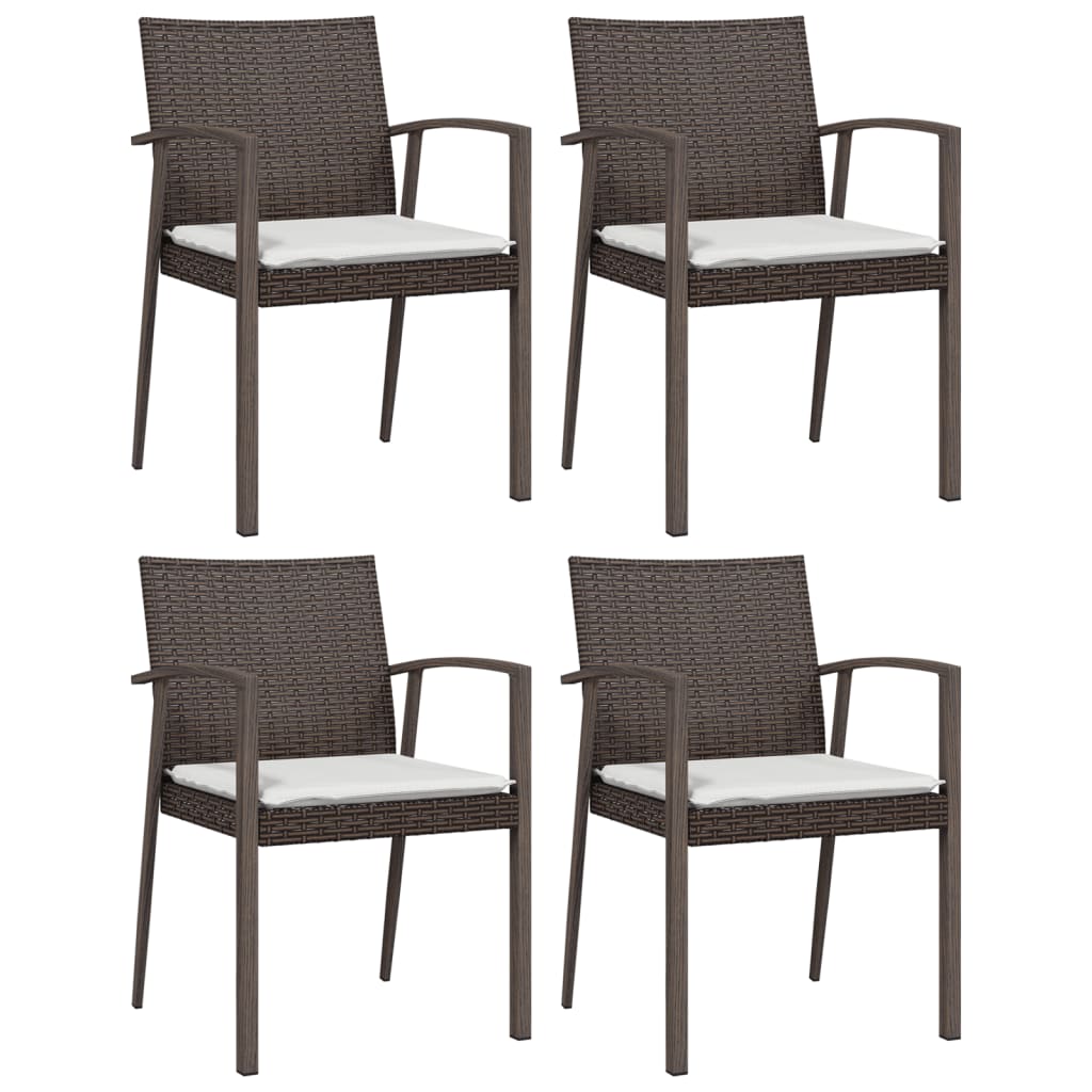 vidaXL Vrtne stolice s jastucima 4 kom smeđe 56,5x57x83 cm poliratan