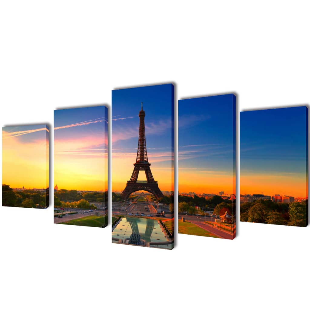 Zidne Slike na Platnu Set s Printom Eiffelov toranj 100 x 50 cm