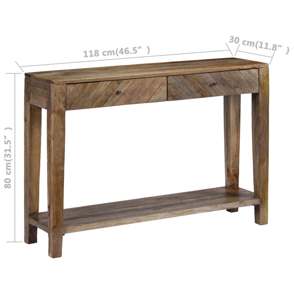 vidaXL Konzolni stol od masivnog drva manga 118 x 30 x 80 cm