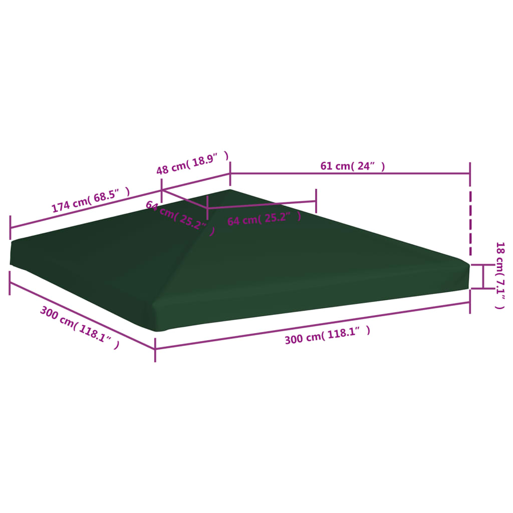 vidaXL Pokrov za sjenicu 310 g/m² 3 x 3 m zeleni