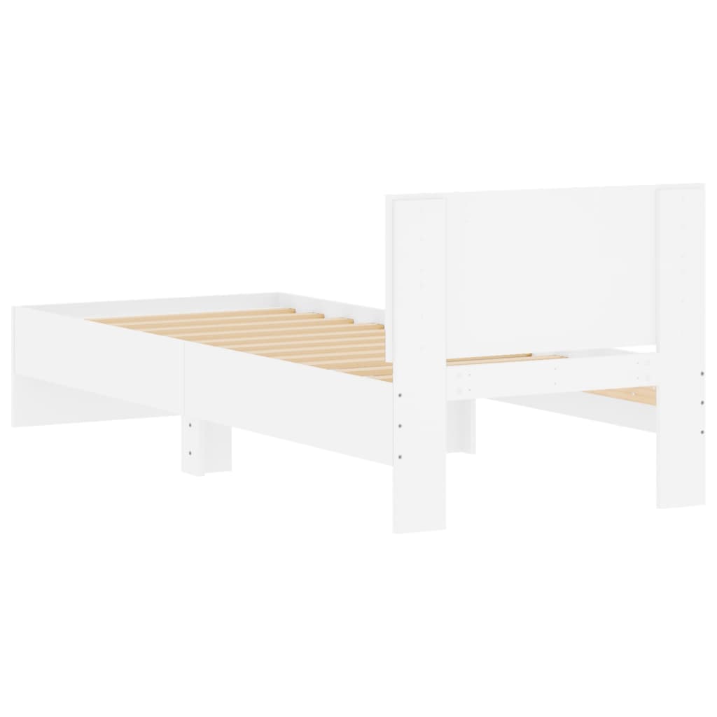 vidaXL Okvir za krevet s uzglavljem bijeli 75x190 cm konstruirano drvo