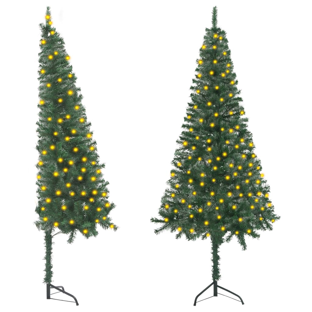 vidaXL Kutno umjetno osvijetljeno božićno drvce zeleno 210 cm PVC