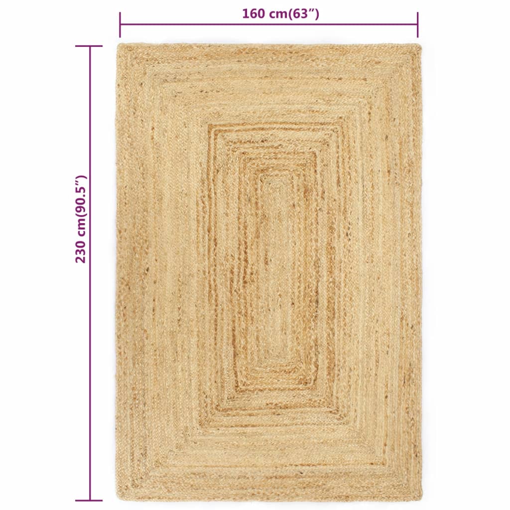 vidaXL Ručno rađeni tepih od jute prirodne boje 160 x 230 cm