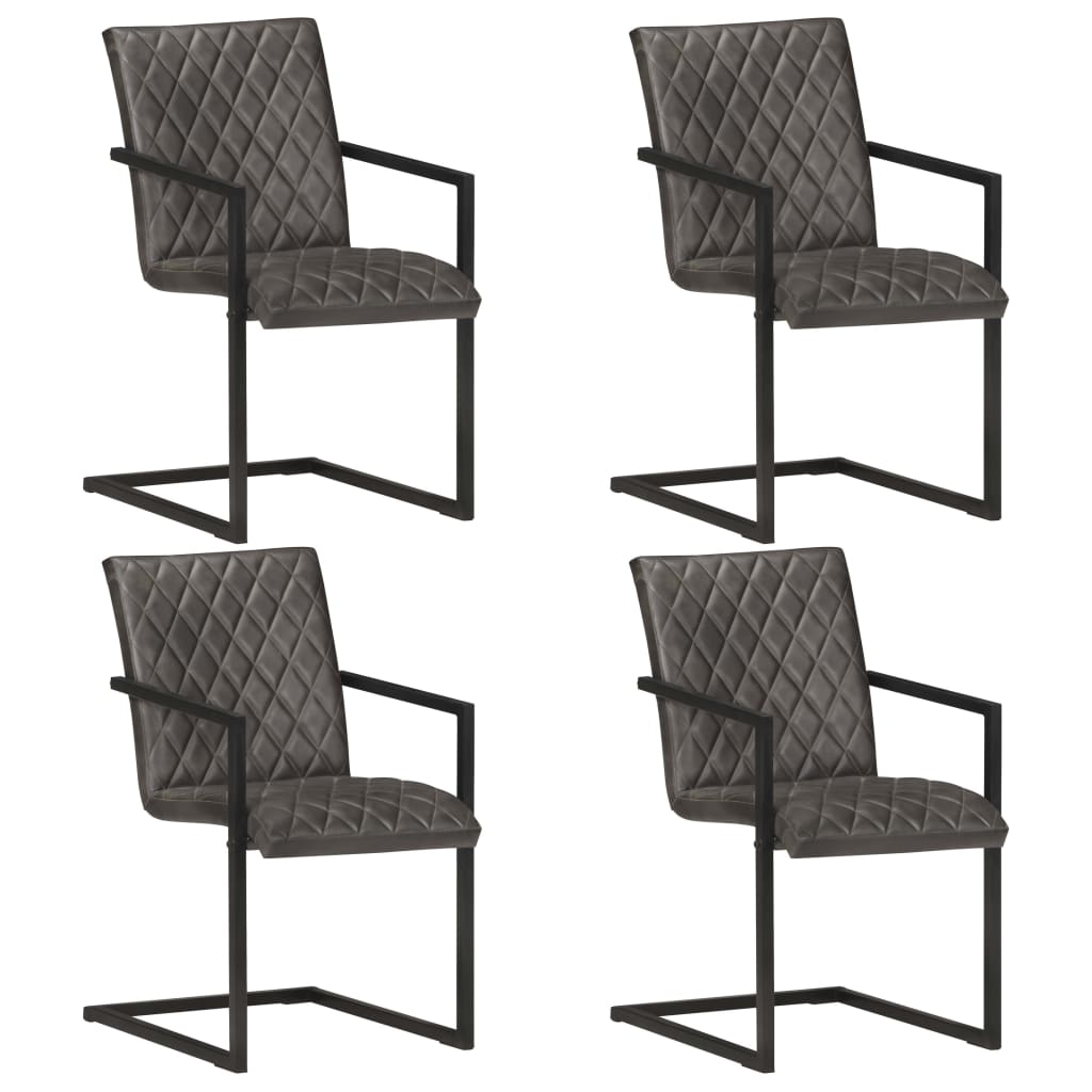 vidaXL Konzolne blagovaonske stolice od prave kože 4 kom sive