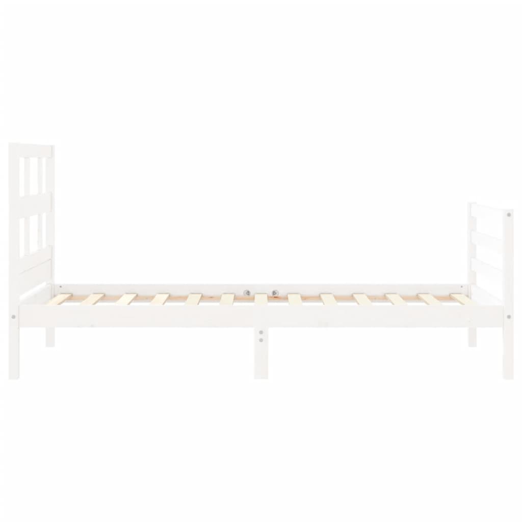 vidaXL Okvir kreveta s uzglavljem bijeli mali od masivnog drva