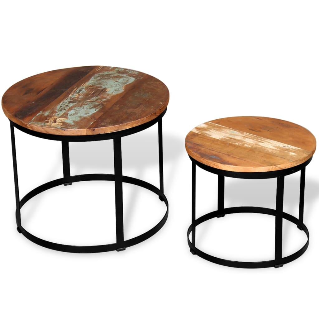 vidaXL Dvodijelni set stolića za kavu obnovljeno drvo okrugli 40/50 cm