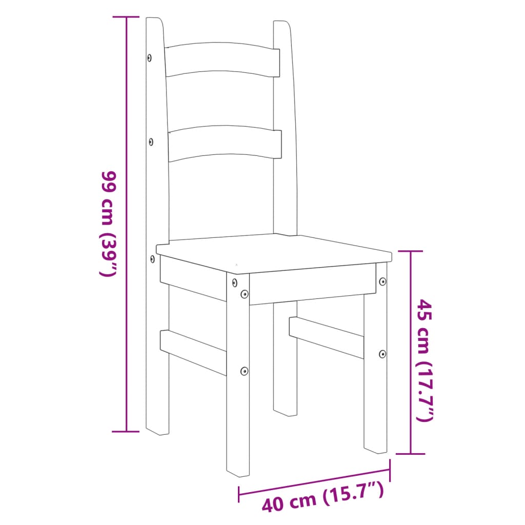 vidaXL Blagovaonske stolice 2 kom 40 x 46 x 99 cm od masivne borovine