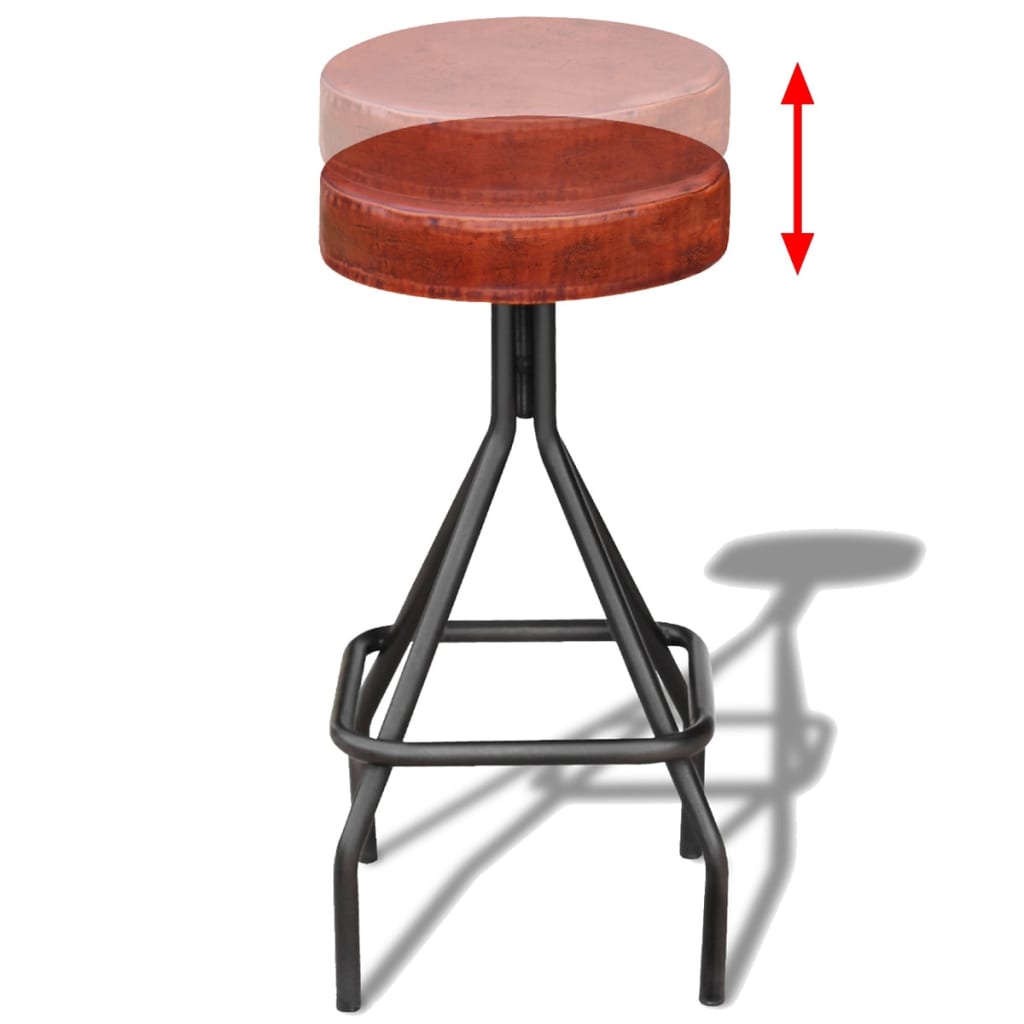 vidaXL Barski stolac od prave kože crno smeđi
