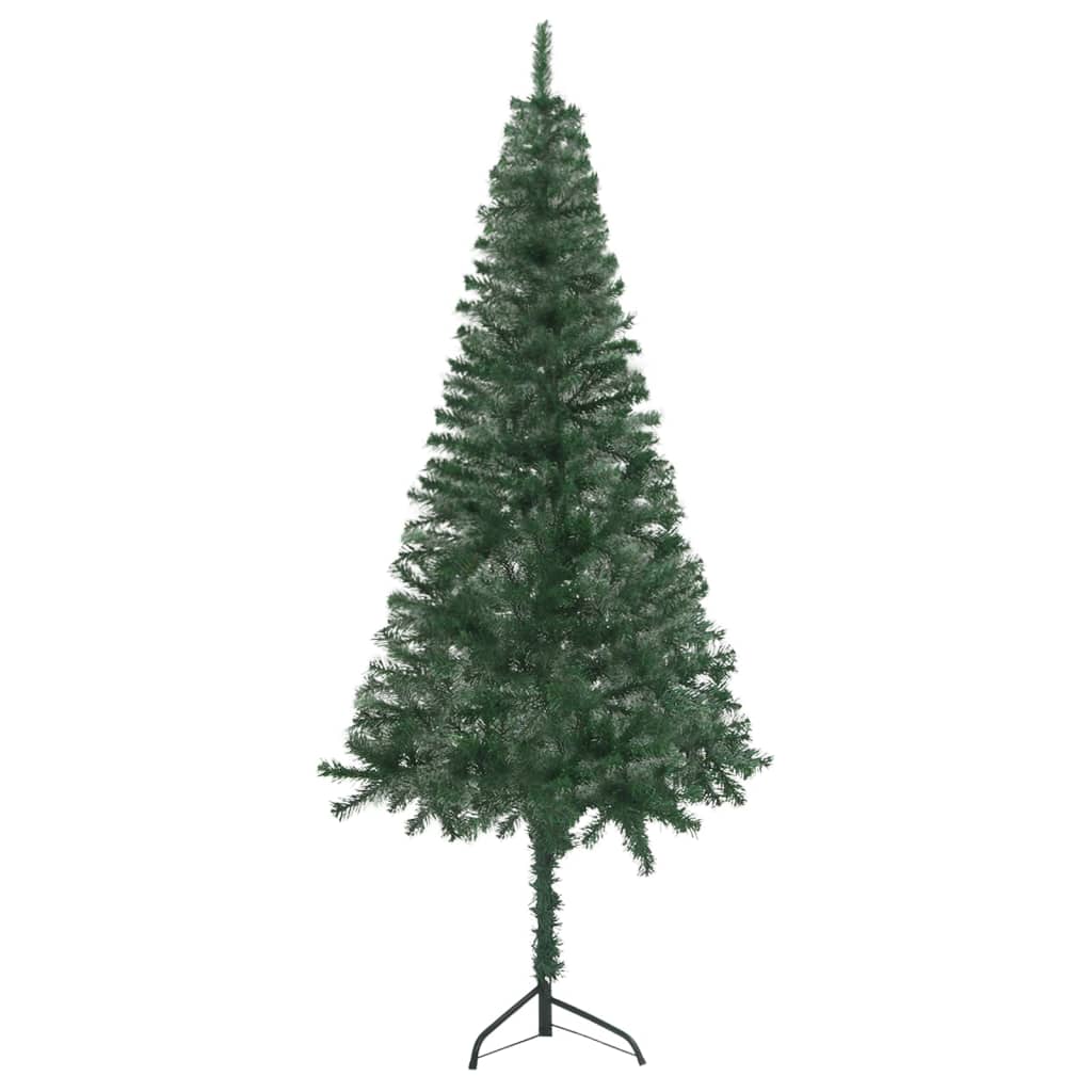 vidaXL Kutno umjetno božićno drvce LED s kuglicama zeleno 150 cm PVC