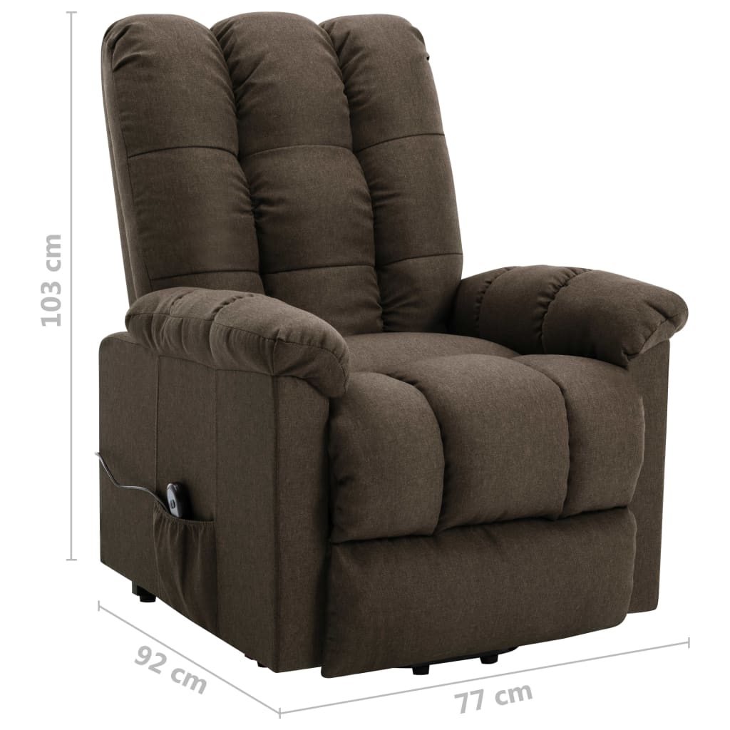 vidaXL Fotelja na podizanje od tkanine smeđa