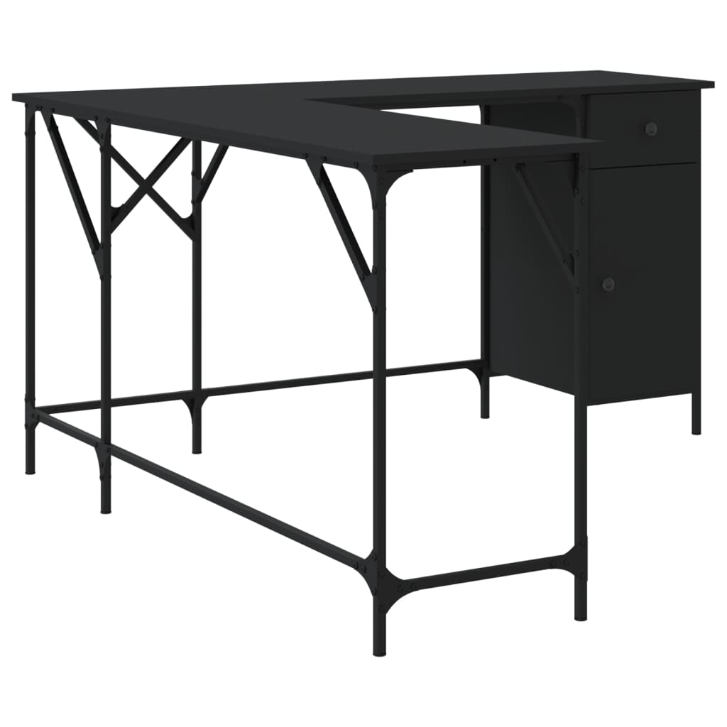 vidaXL Radni stol crni 141 x 141 x 75 cm od konstruiranog drva