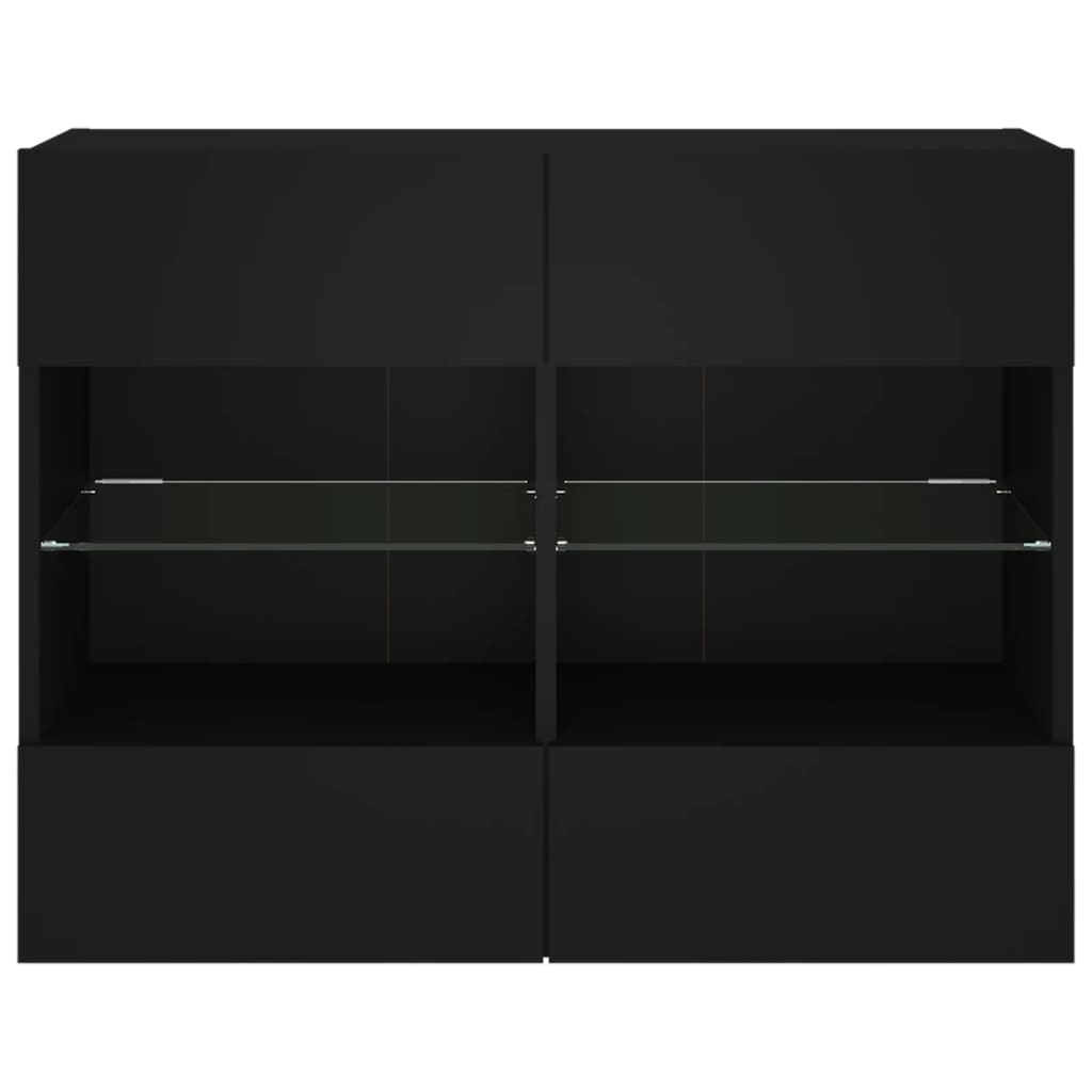 vidaXL Zidni TV ormarić s LED svjetlima crni 78,5x30x60,5 cm
