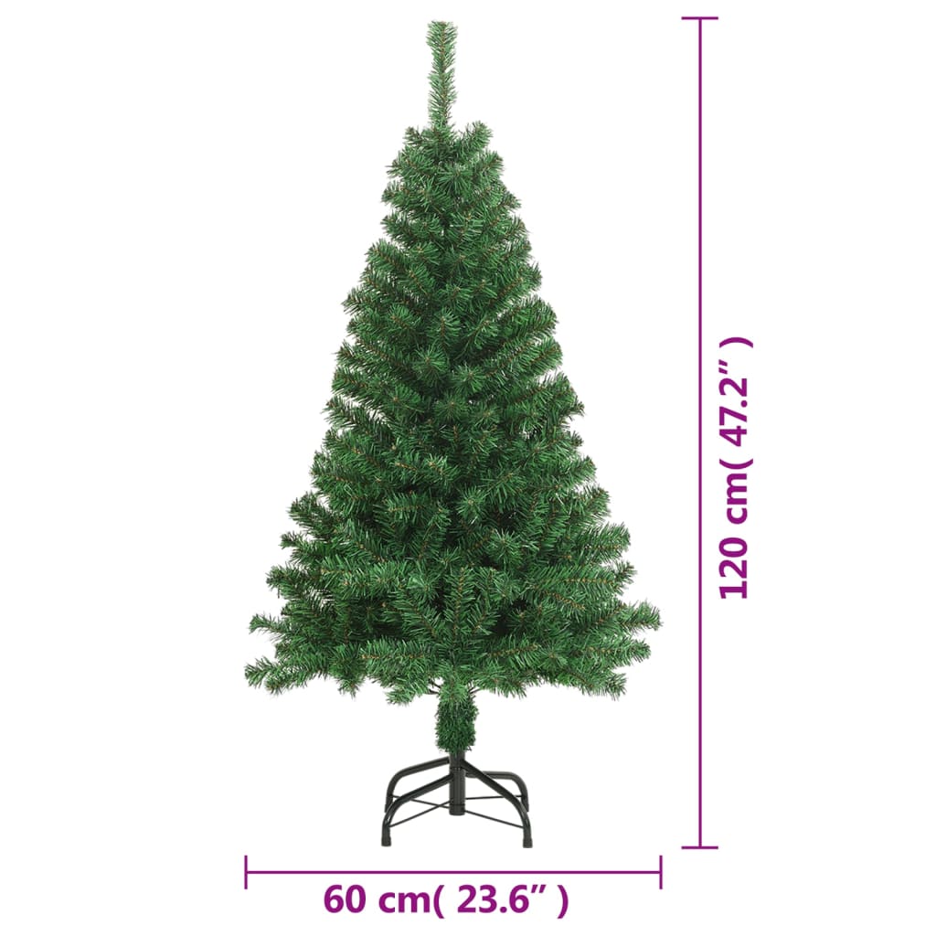 vidaXL Umjetno božićno drvce s gustim granama zeleno 120 cm PVC
