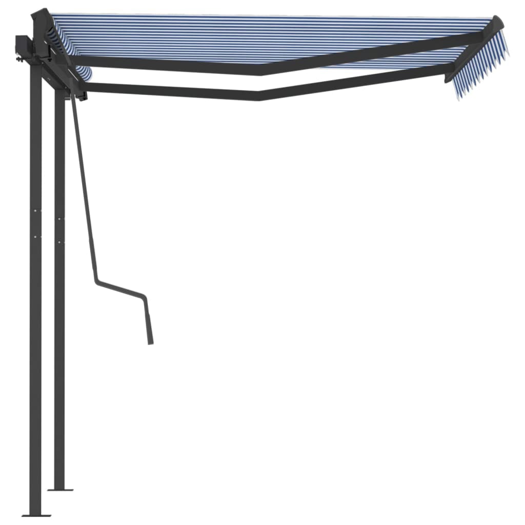 vidaXL Automatska tenda na uvlačenje sa stupovima 3x2,5 m plavo-bijela