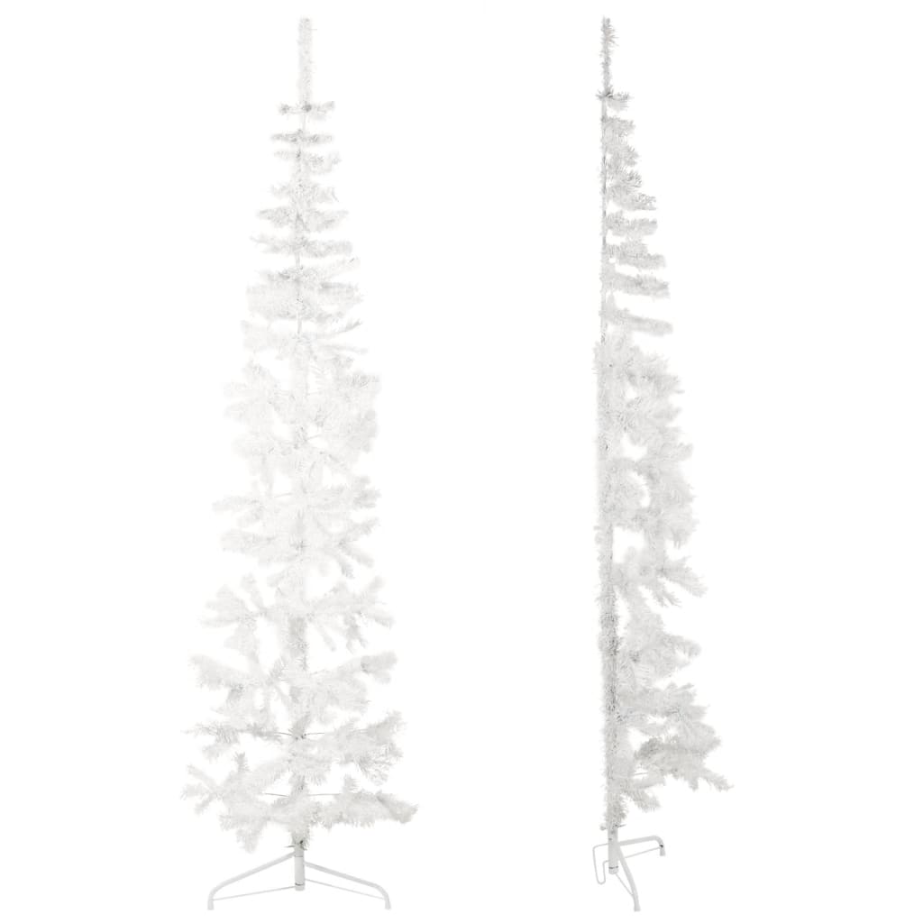 vidaXL Tanka umjetna polovica božićnog drvca sa stalkom bijela 210 cm