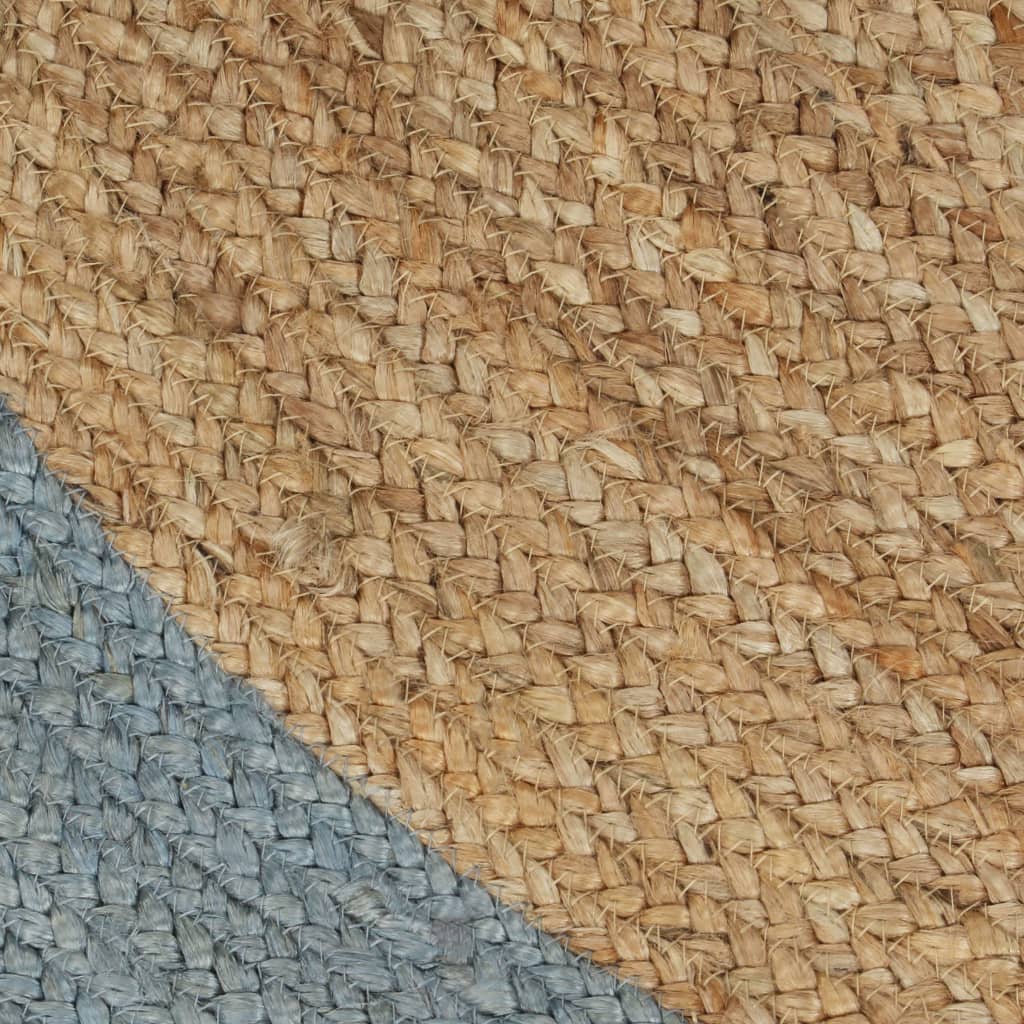 vidaXL Ručno rađeni tepih od jute s maslinastozelenim rubom 90 cm