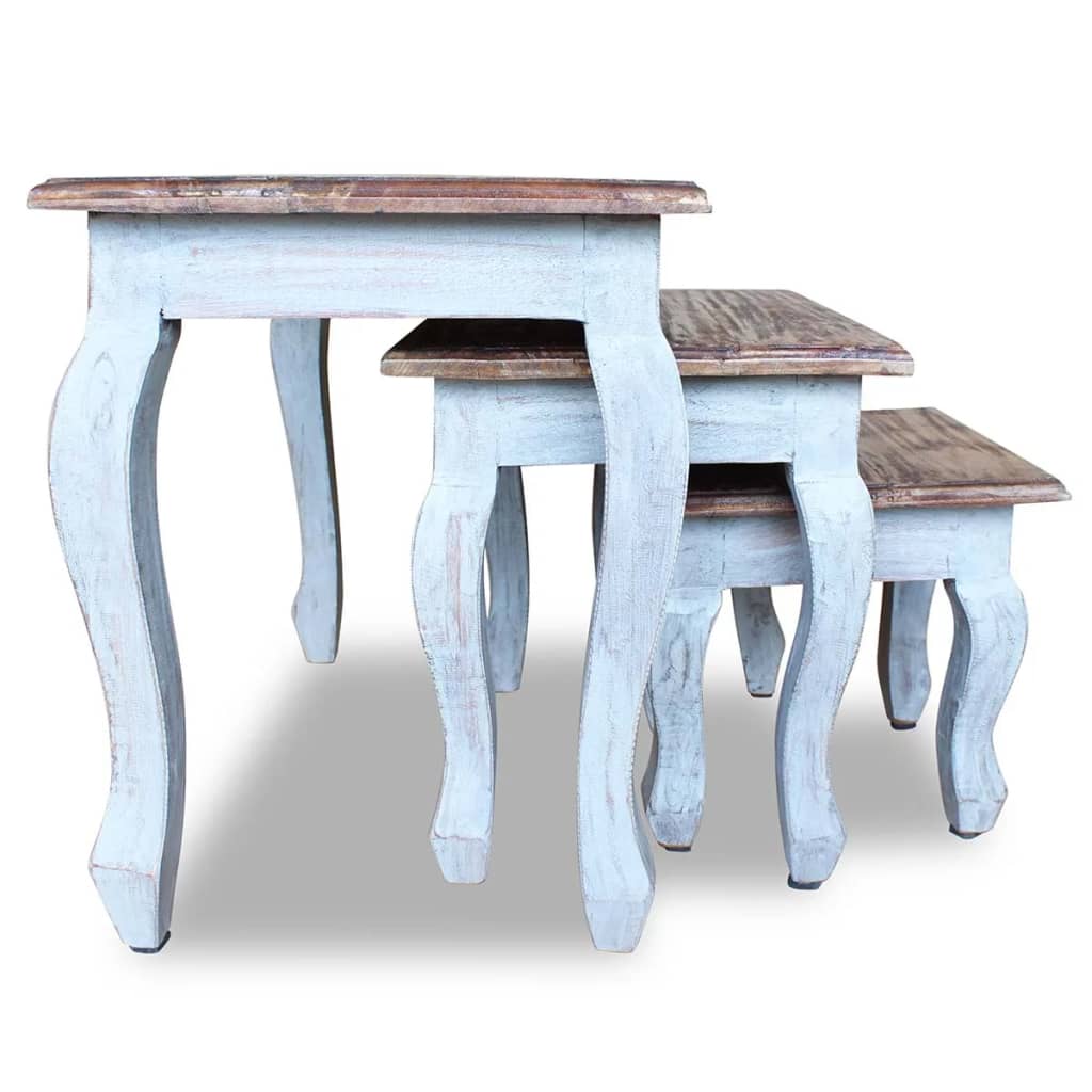 vidaXL Trodijelni set uklapajućih stolića od masivnog recikliranog drva
