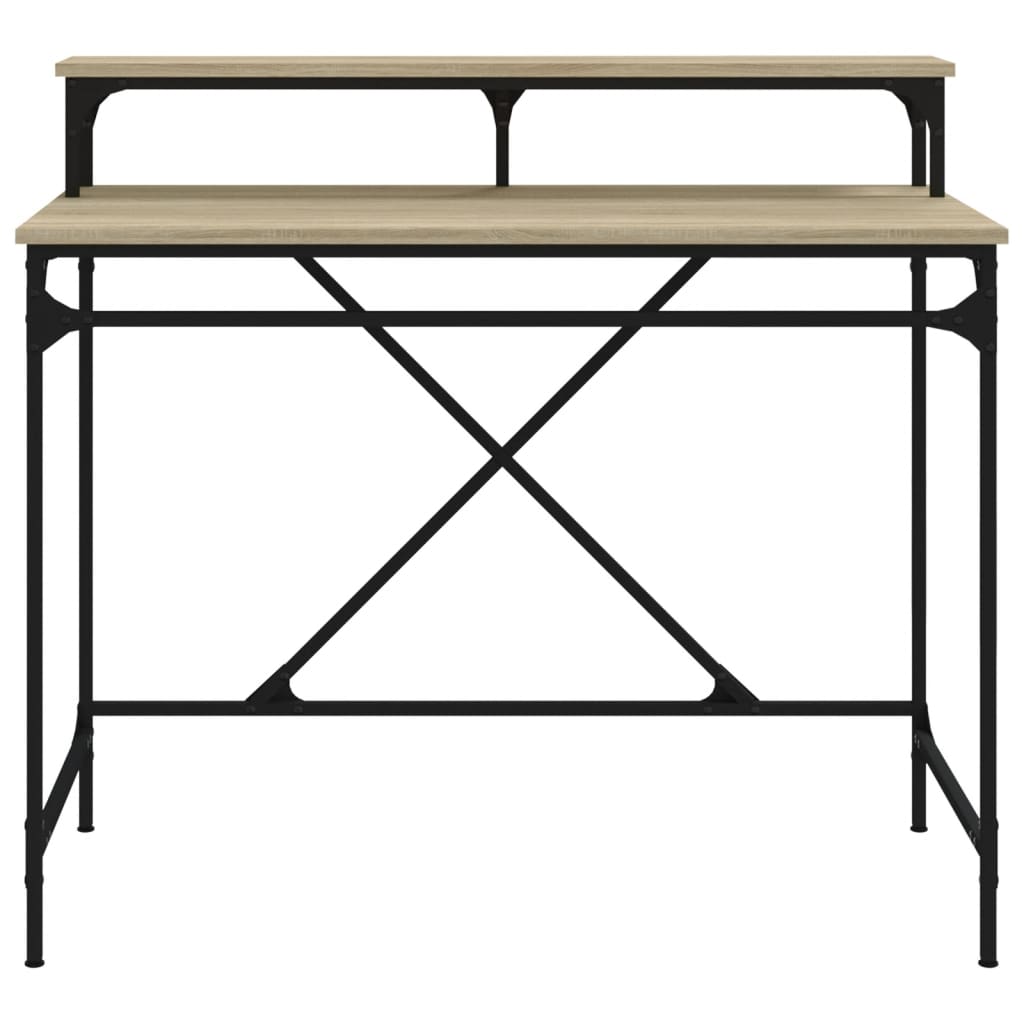 vidaXL Radni stol boja hrasta 100x50x90 cm konstruirano drvo i željezo