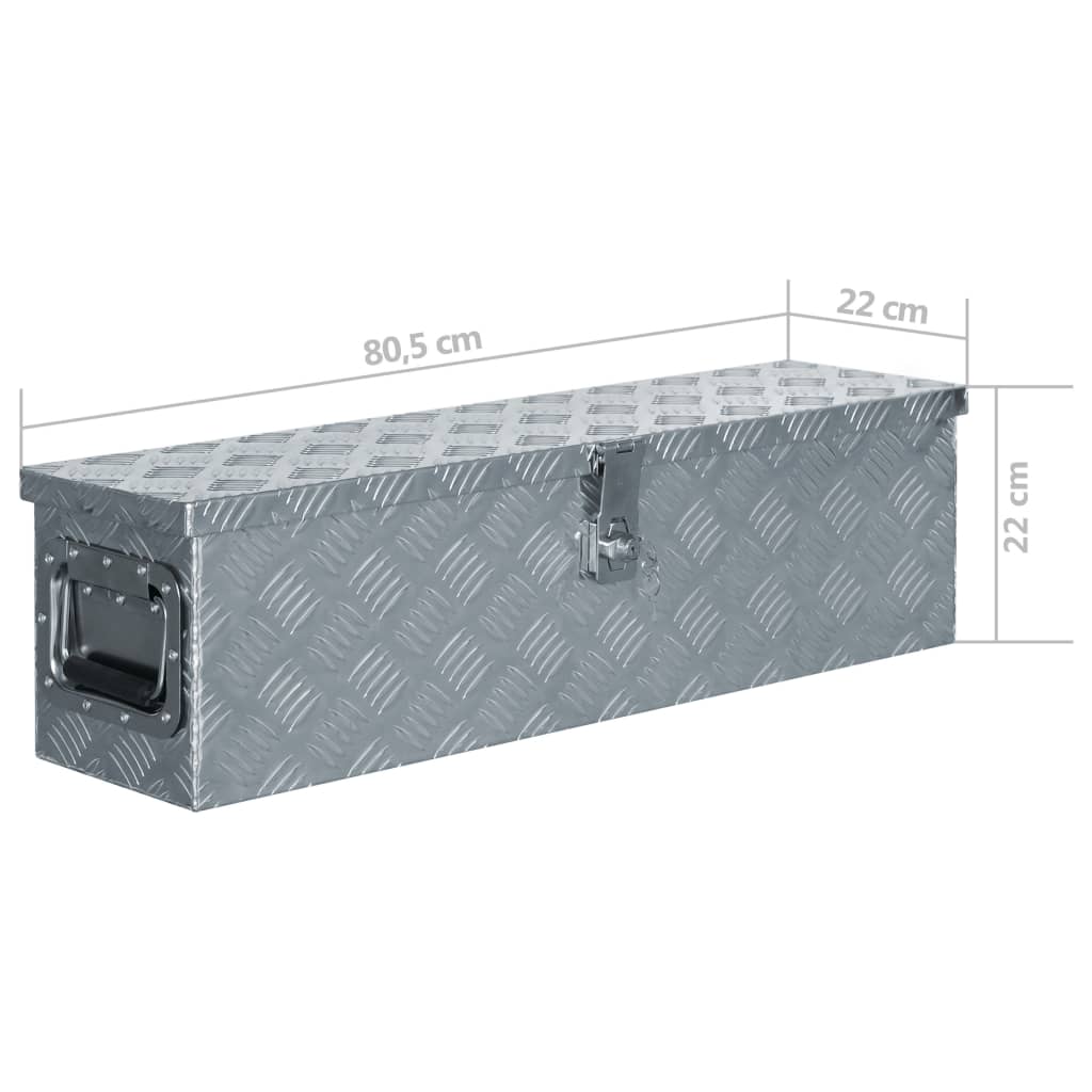 vidaXL Aluminijska kutija 80,5 x 22 x 22 cm srebrna