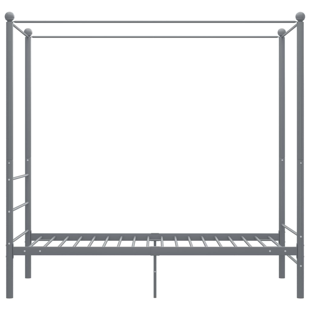 vidaXL Okvir za krevet s nadstrešnicom sivi metalni 90 x 200 cm