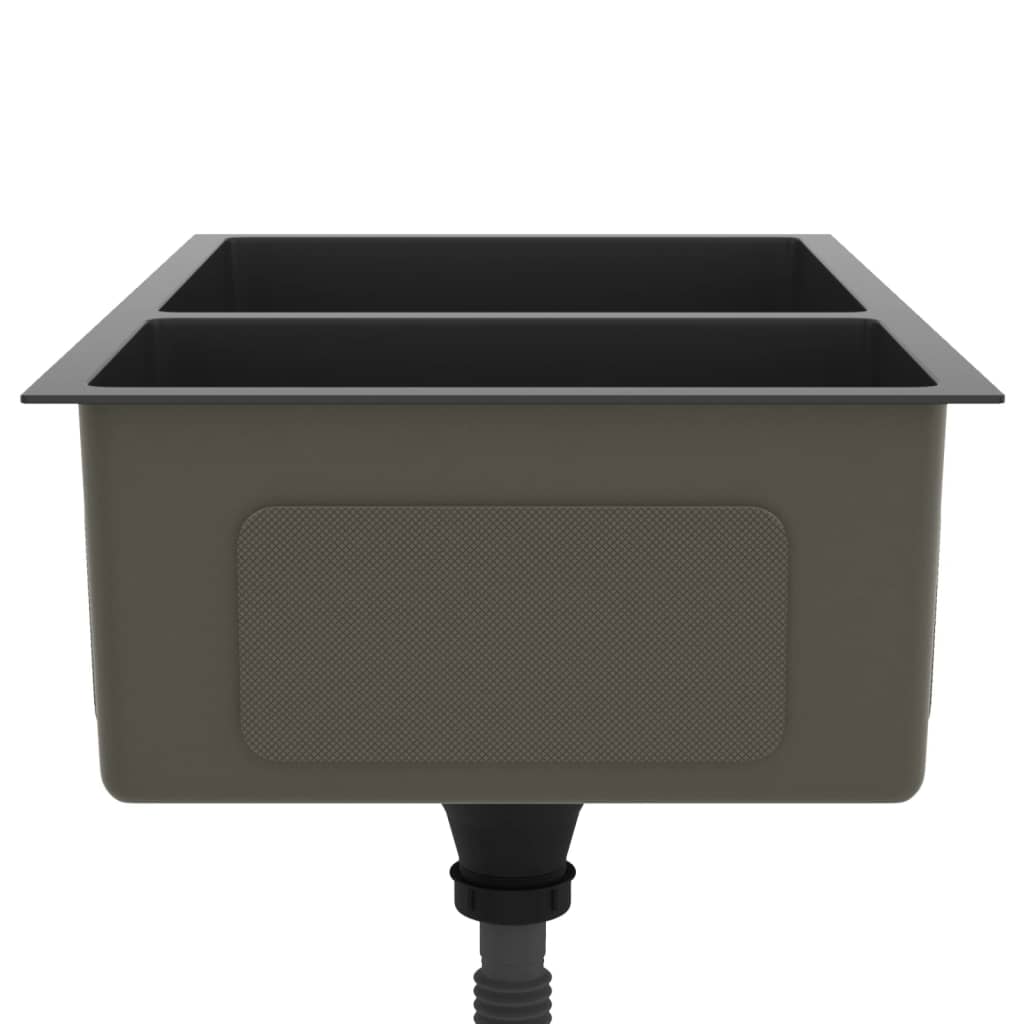 vidaXL Kuhinjski sudoper crni od nehrđajućeg čelika