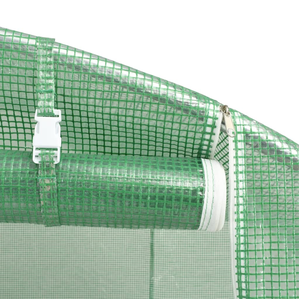 vidaXL Plastenik s čeličnim okvirom zeleni 36 m² 6 x 6 x 2,85 m