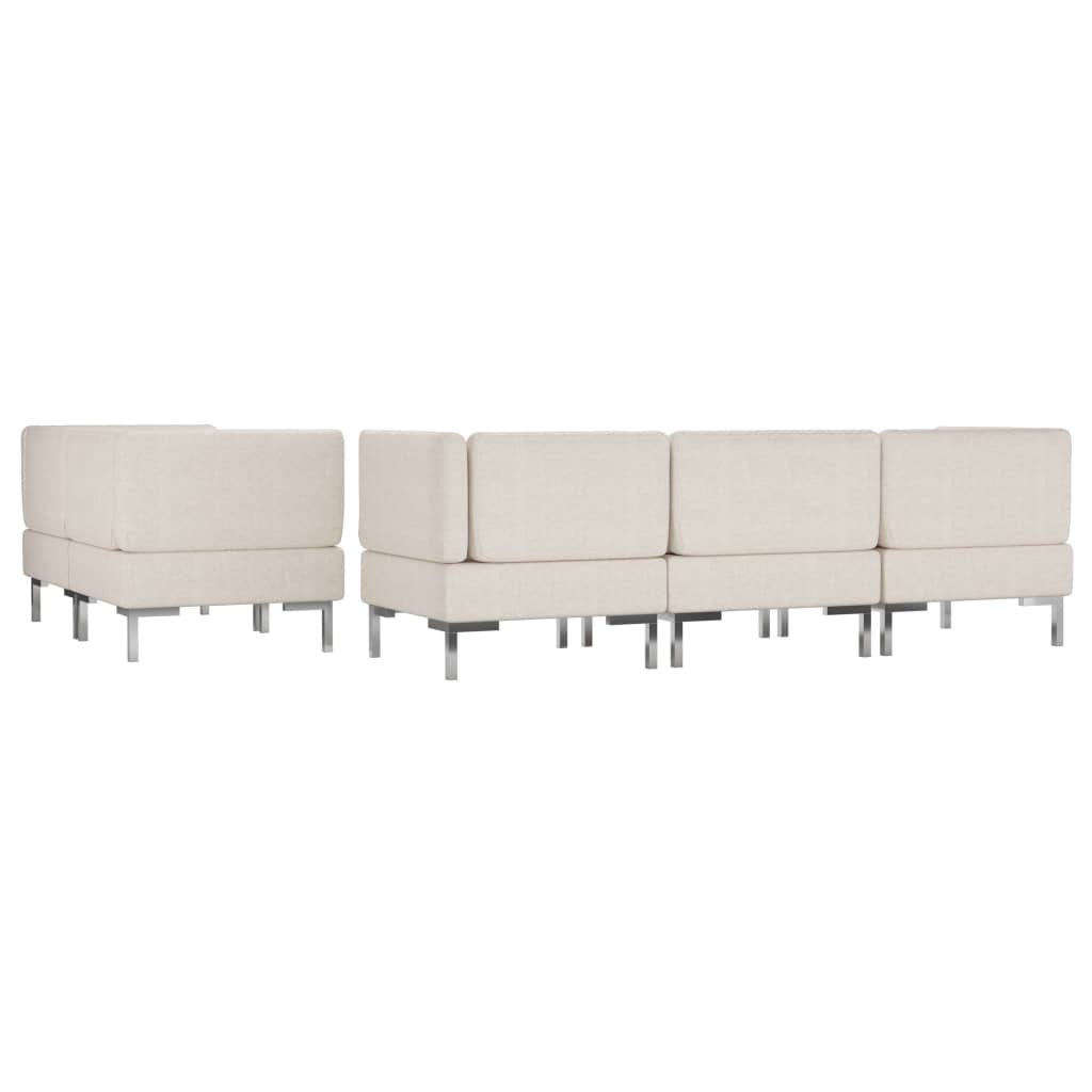 vidaXL 5-dijelni set sofa od tkanine krem
