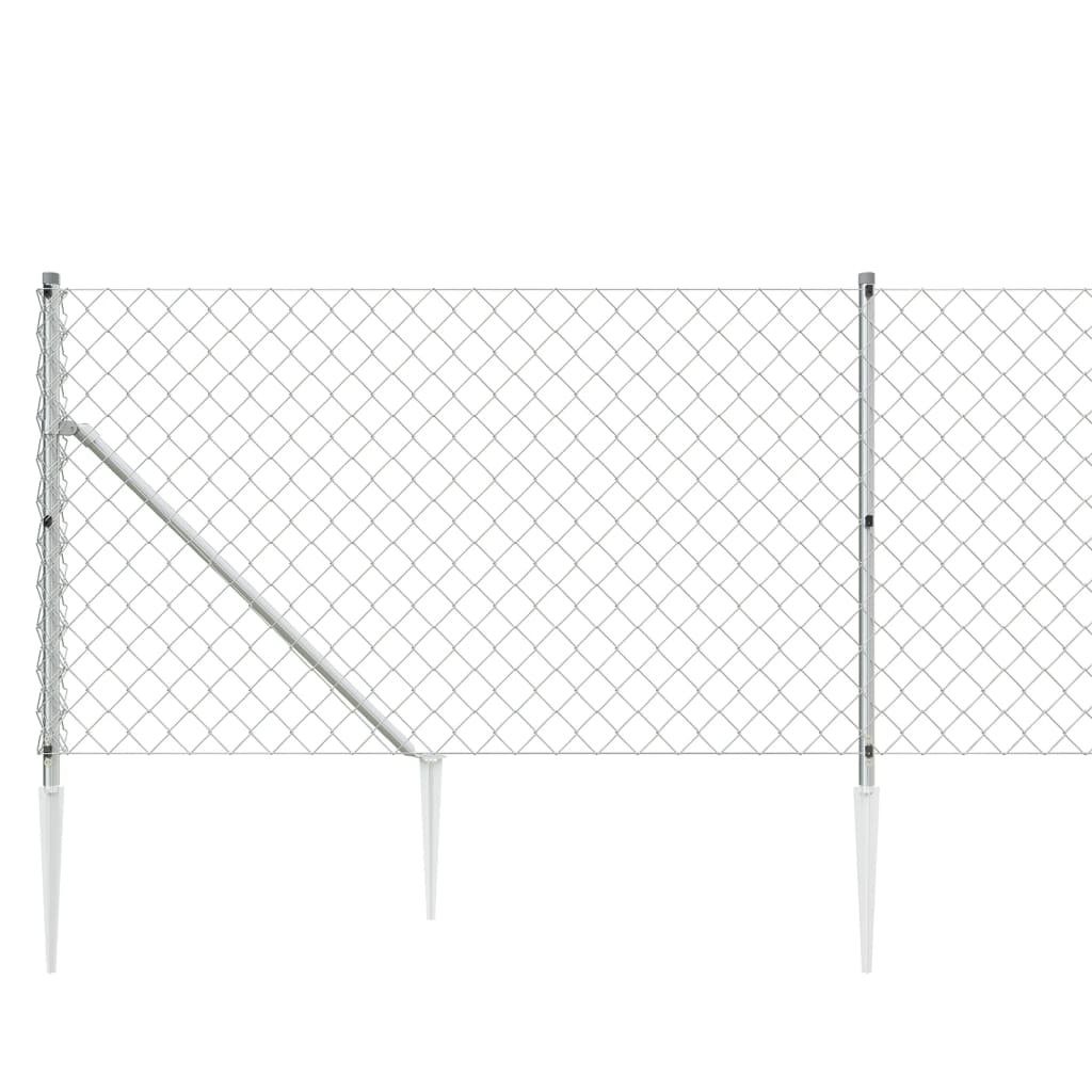 vidaXL Žičana ograda sa šiljastim držačima srebrna 0,8 x 10 m