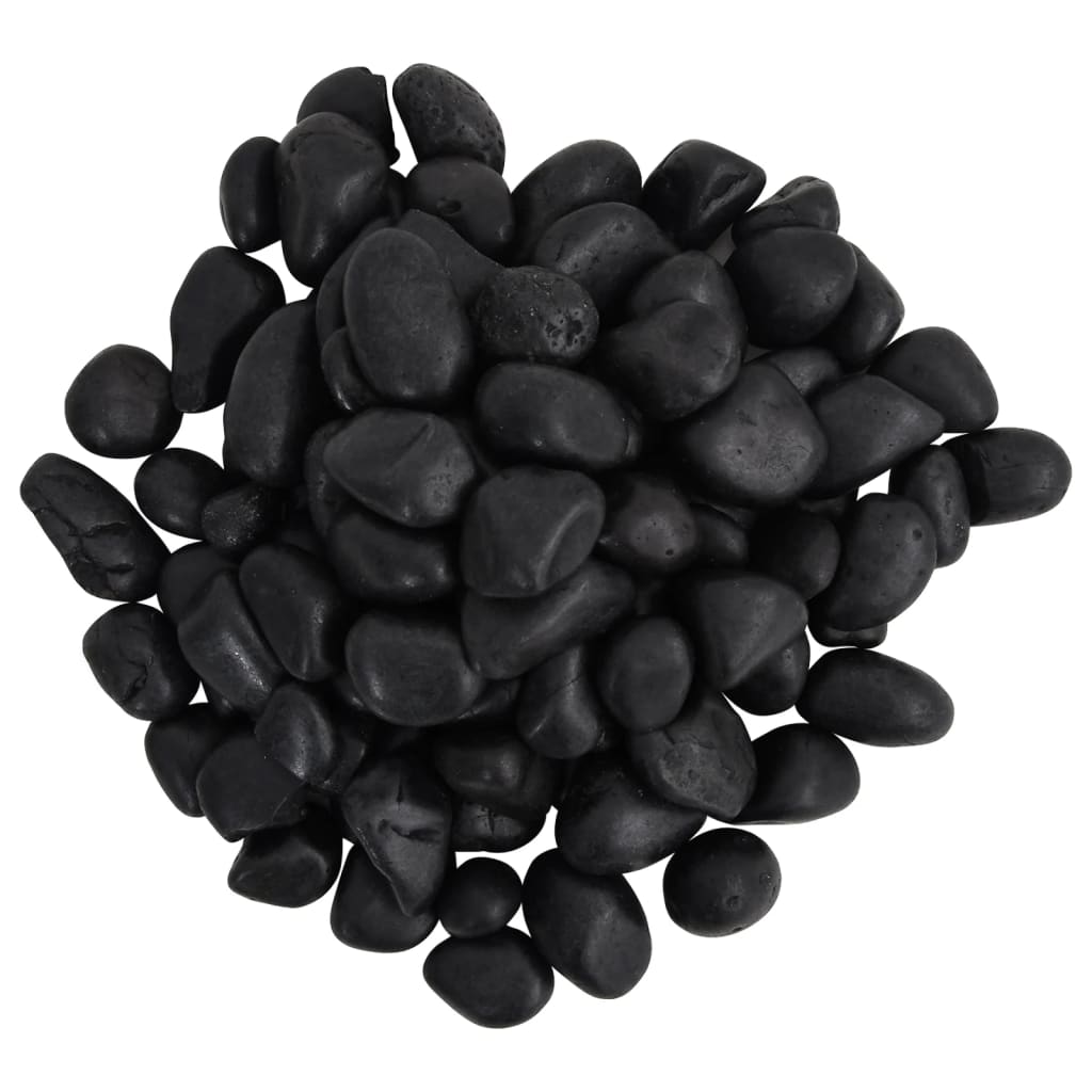 vidaXL Polirani kamenčići 10 kg crni 2 - 5 cm