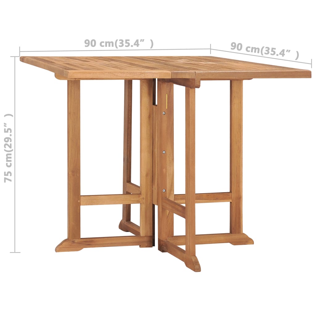 vidaXL Sklopivi vrtni blagovaonski stol 90x90x75 cm masivna tikovina