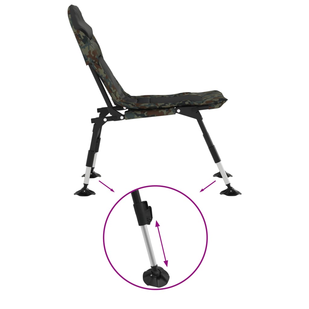 vidaXL Ribička stolica s podesivim nogama za blato sklopiva maskirna