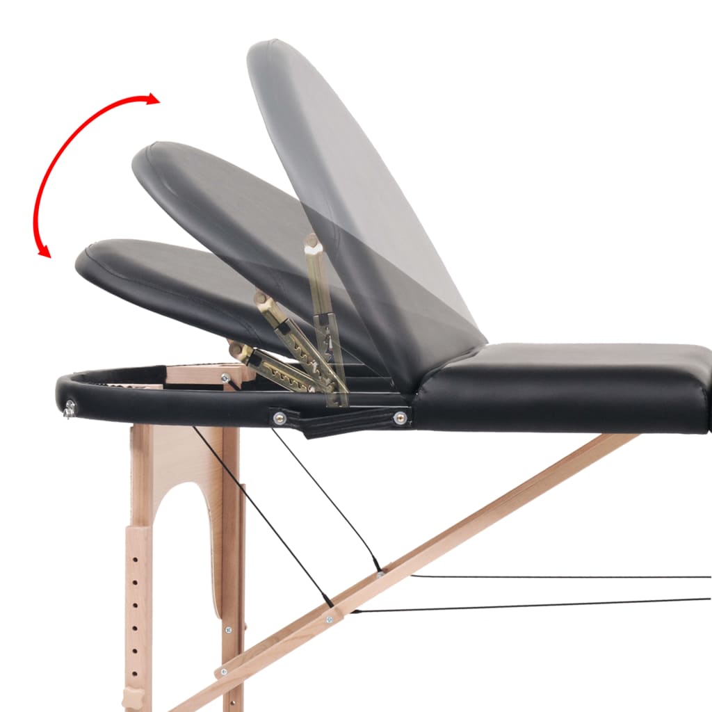 vidaXL Sklopivi masažni stol debljine 4 cm s 2 jastučića ovalni crni