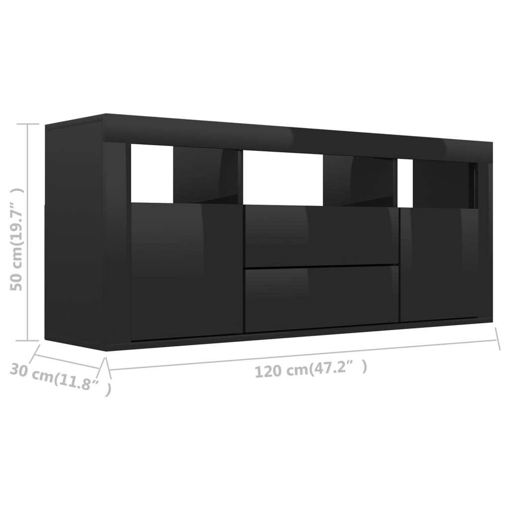 vidaXL TV ormarić sjajni crni 120 x 30 x 50 cm od konstruiranog drva