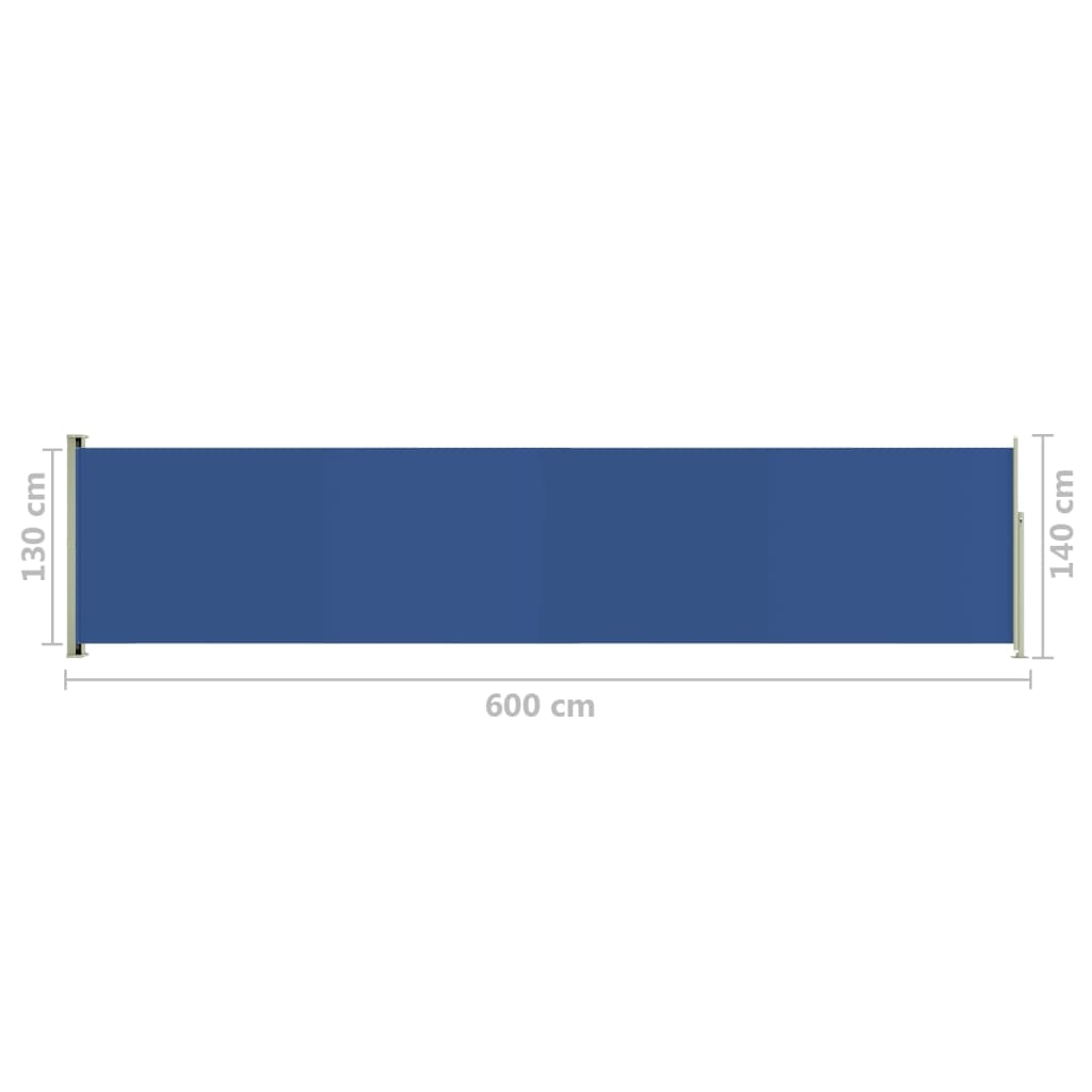 vidaXL Uvlačiva bočna tenda za terasu 140 x 600 cm plava