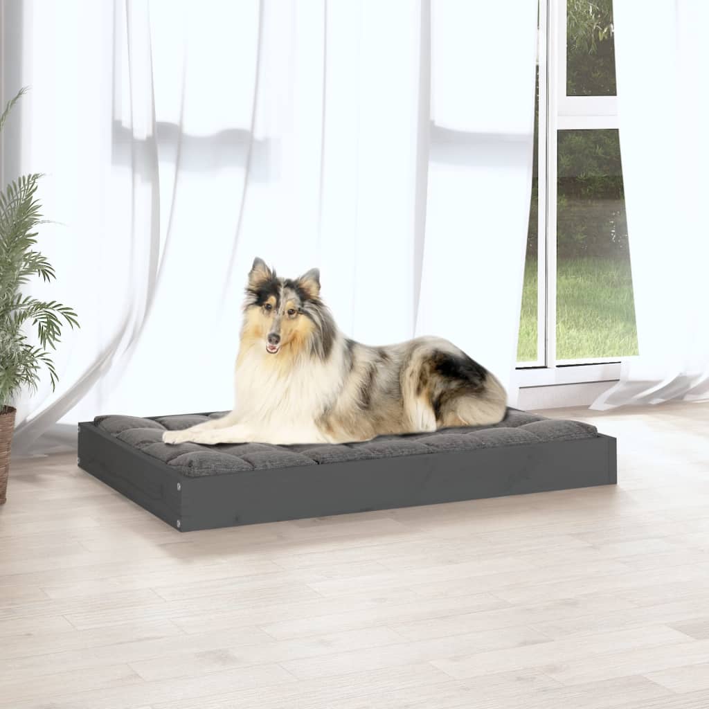 vidaXL Krevet za pse sivi 91,5 x 64 x 9 cm od masivne borovine
