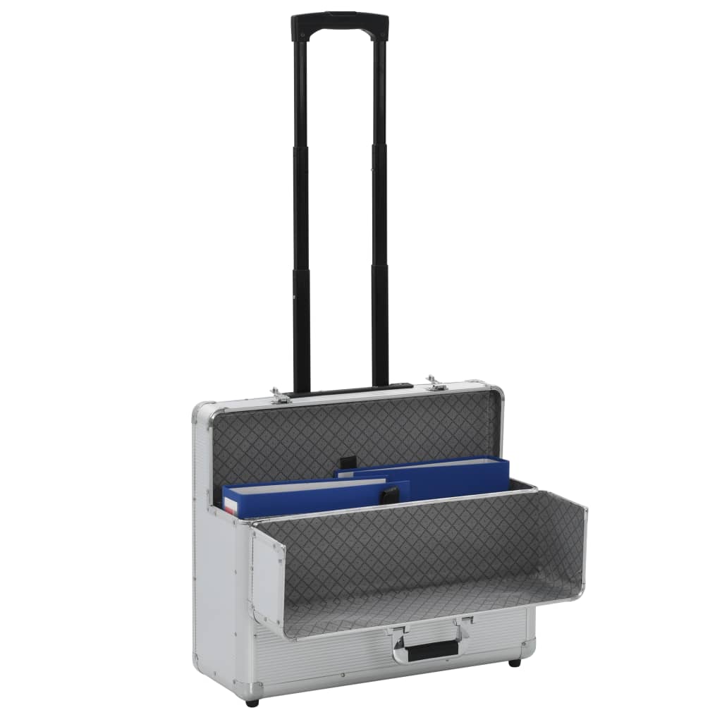 vidaXL Pilotski kovčeg s kotačima 54 x 44 x 21 cm srebrni aluminijski