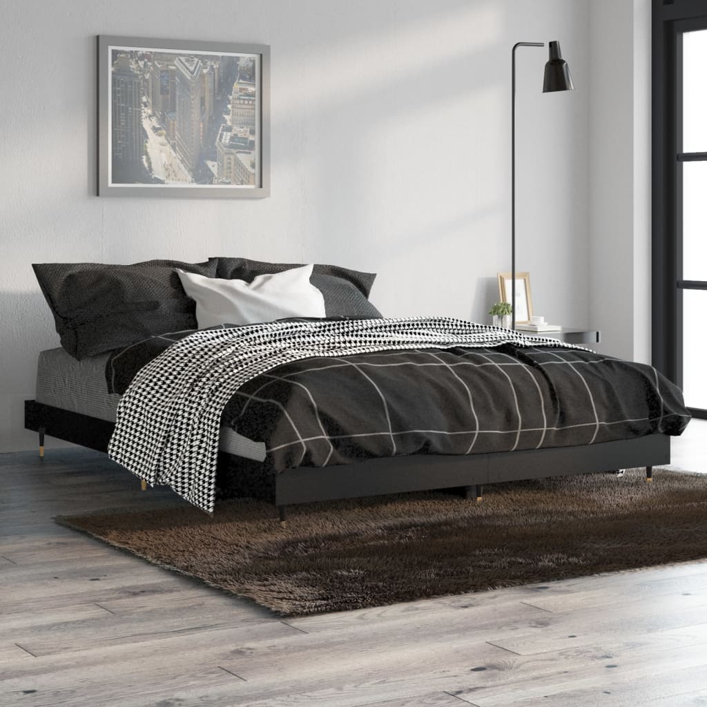 vidaXL Okvir za krevet crni 135x190 cmkonstruirano drvo