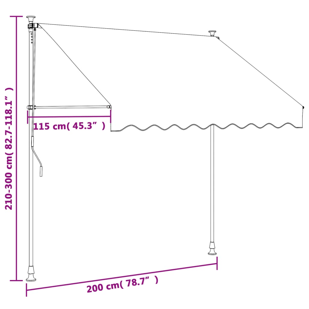 vidaXL Tenda na uvlačenje antracit 200 x 150 cm od tkanine i čelika