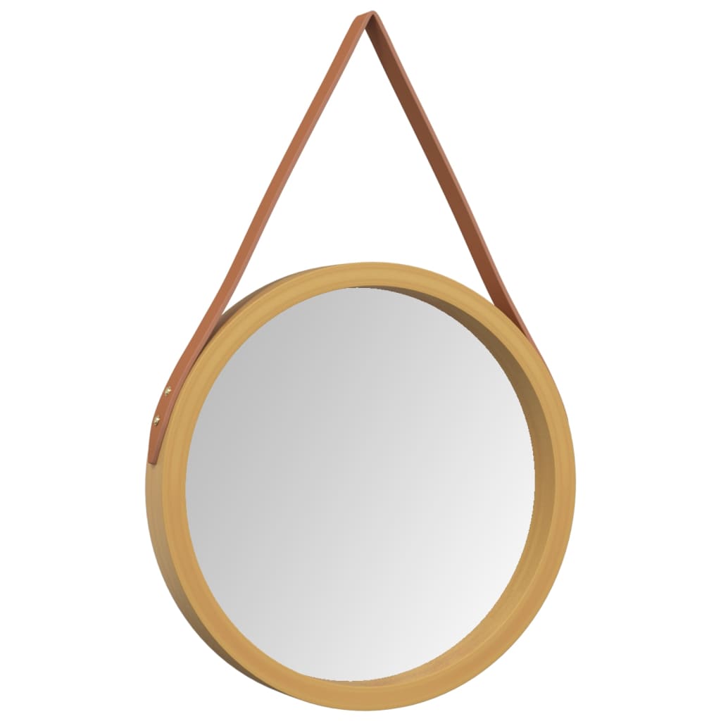 vidaXL Zidno ogledalo s trakom zlatno Ø 35 cm