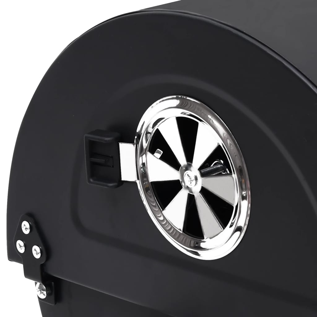 vidaXL Roštilj s kotačima i policama crni čelični 115 x 85 x 95 cm