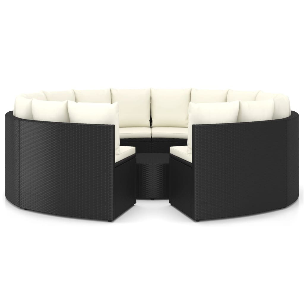 vidaXL 9-dijelni set vrtnih sofa od poliratana s jastucima crni